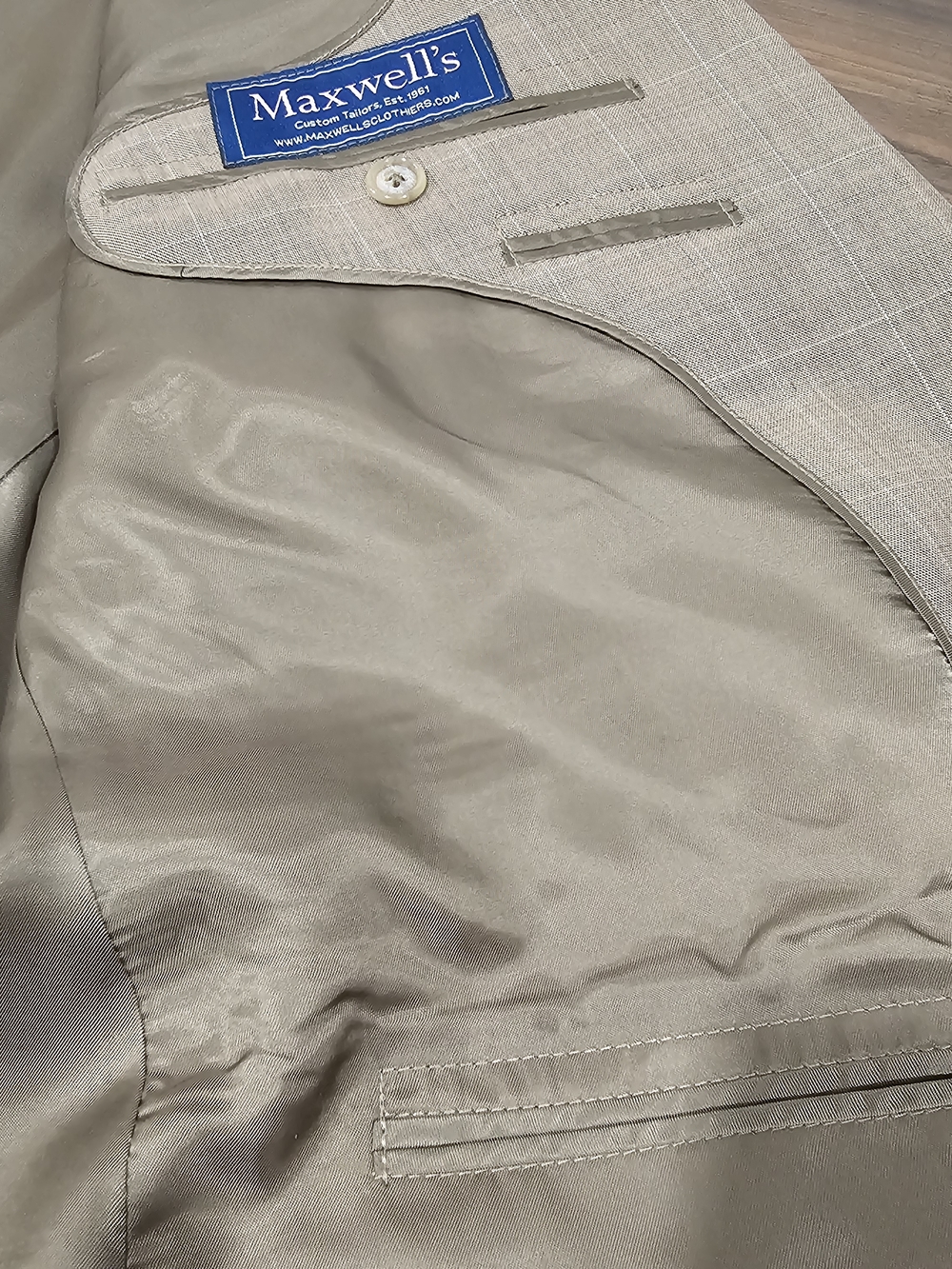 Maxwell’s Custom Tailored Brown Windowpane Blazer Wool Sport Coat 46R Classic - Picture 12 of 13